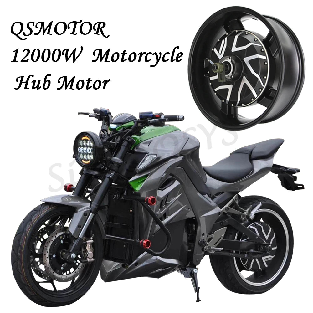 SiAECOSYS 17X6.0inch 12000W V4 96V 157kph hub Motor with ND96850 Far Driver Controller for Electric Motorcycle