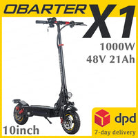 New OBARTER X1 Electric Scooter Adults 53KM/H E Scooter 10 Inch Off-Road Kick Scooter Rear Motor 48V1000W21AH Foldable E-Scooter