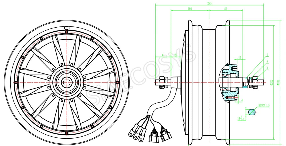 SiAECOSYS QSMOTOR 12inch 3000W 72V 90kph Hub Motor with SIAYQ72120 controller and kits for Electric Motorbike