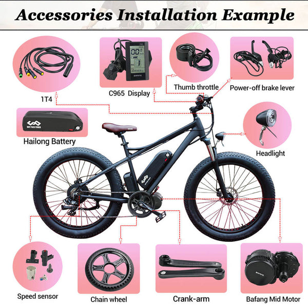 Bafang 1000W BBSHD Mid-Drive Electric Bike Conversion Kit - Upgrade Your Electric Bike with Powerful Brushless Motor and Hailong Down Tube Battery Pack