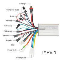 KUNRAY 24V 36V 48V 350W Brushless Controller For Electric Bike Bicycle Scooter Speed BLDC Motor 6MOSFET With Hall Reverse D26