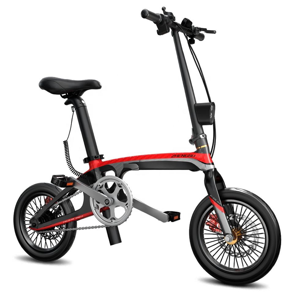 Zhengbu F4 carbon fiber Foldable electric bike 14 inch hidden battery ...