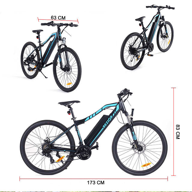BEZIOR M1 Pro Electric Hybrid Bike - 500W Electric Hybrid Bike with 27.5 Inch Full Suspension Ebike 48V 12.5Ah Lithium Battery, and 7-Speed Shimano Gears