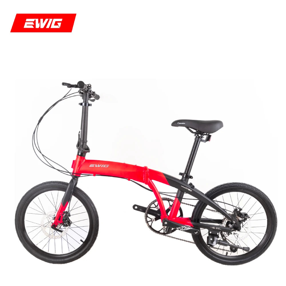 EWIG New Design 9 Speed Foldable City Bicycle Road Folding Bike 20 Inch Aluminum Alloy Bike