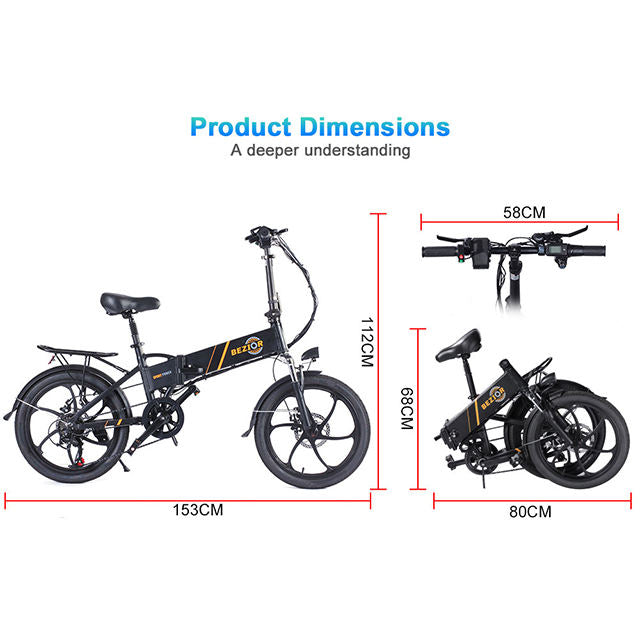 20 Inch Wheel E Bike E Cycle 48V 10.4AH Battery 350W Hub Motor Bezior M20 Foldable Electric City Bike