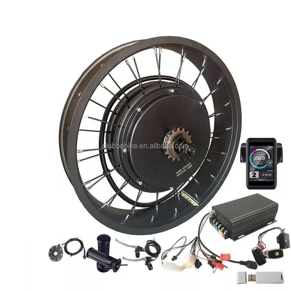 High-Performance 3000W Electric Fat Bike Conversion Kit - Gearless Rear Hub Motor and Sabvoton Controller for Fast and Thrilling Riding Experience