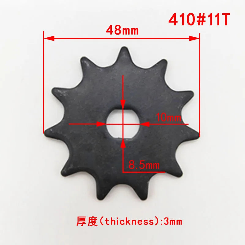 #410 8T/9T/11T Electric GoKart Scooter Sprocket Gear for Engine Chain Drive Razor MX500 Dirt Rocket Bike DC Motor MY1020 Pinion