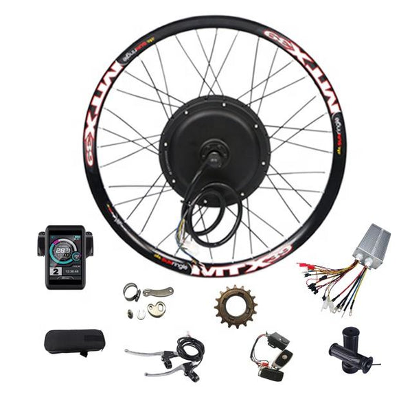 High-Powered 3000W Electric Bike Conversion Kit - Brushless Non-Gear Hub Motor with UKC1 Display for 26-29 Inch Wheels Ebike Conversion Kit