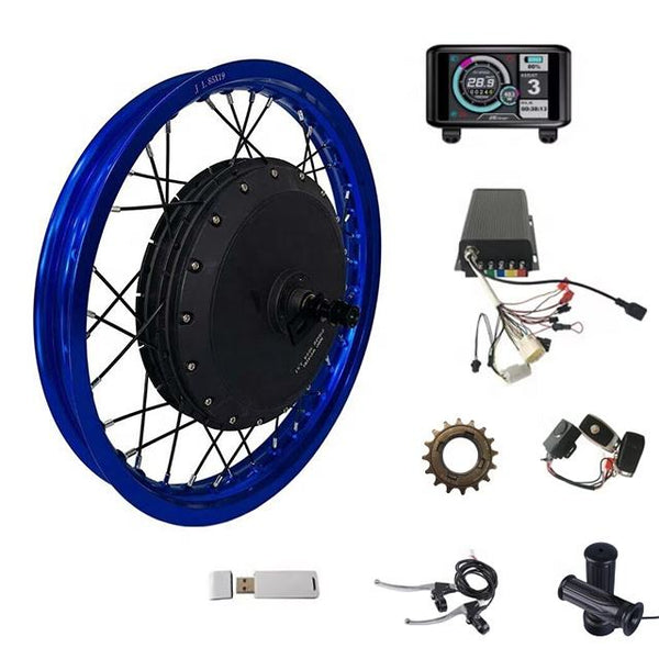High-Powered 8000W Ebike Conversion Kit - Fast Speed Brushless Motorcycle Hub Motor with Waterproof Design for 17-21 Inch Wheels