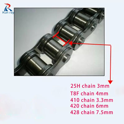 KUNRAY 25H T8F 410 420 428 Bicycle Chain For Bike Electric Bicycle Motorcycle Tricycle MY1016 MY1020 MY1016Z3 BM1418ZXF Motor