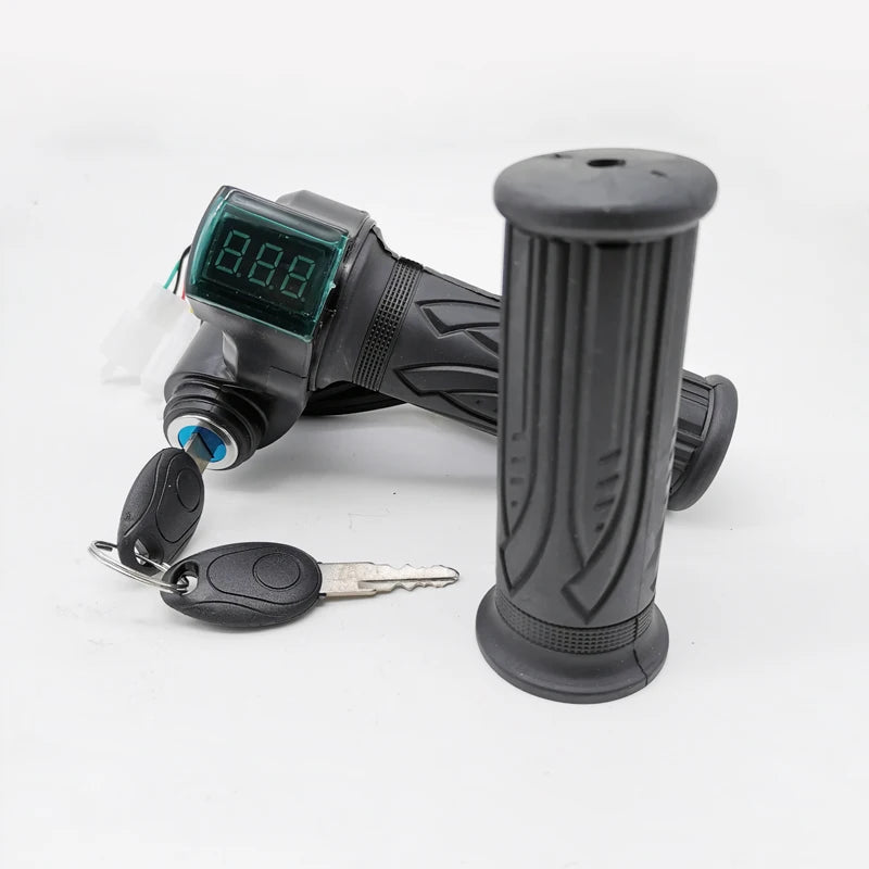12-99V Battery Voltage Indicator Digital Ebike Twist Throttle with Key Switch for electric scooter tricycle bicycle MTB ATV part