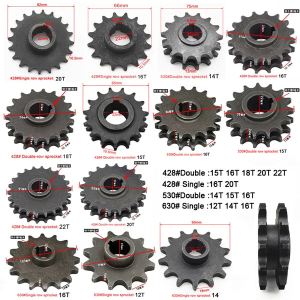 12T 14T 15T 16T 18T 20T 22TElectric tricycle 428 single sprocket 530 double chain single row gear 630 motorcycle drive sprocket