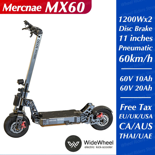Mercane WideWheel MX60 Electric Scooter 60V 2400W 11inch 60km/h 10A 20A 100% Original Skateboard Kick scooter