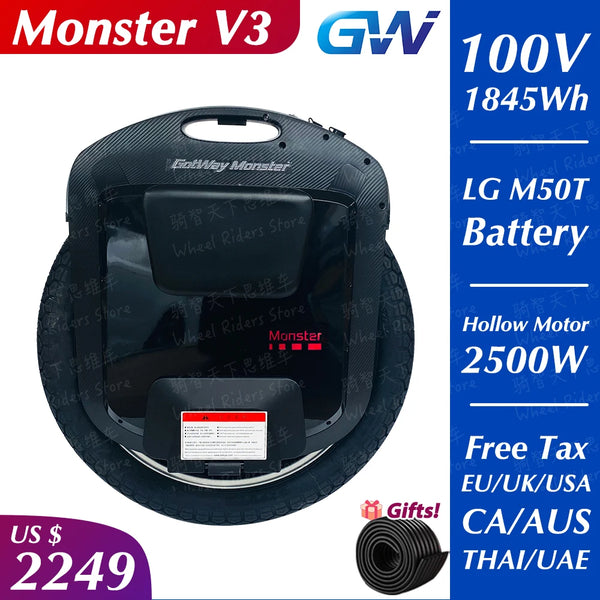 Gotway Monster V3 100V 2700WH Electric Unicycle 22inch Titan 3th Generation Monster Self balance one wheel
