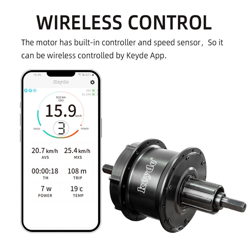 keyde P100 rear motor wireless control for electric bike,integrating a built-in controller and speed sensor for E-bike conversion kits