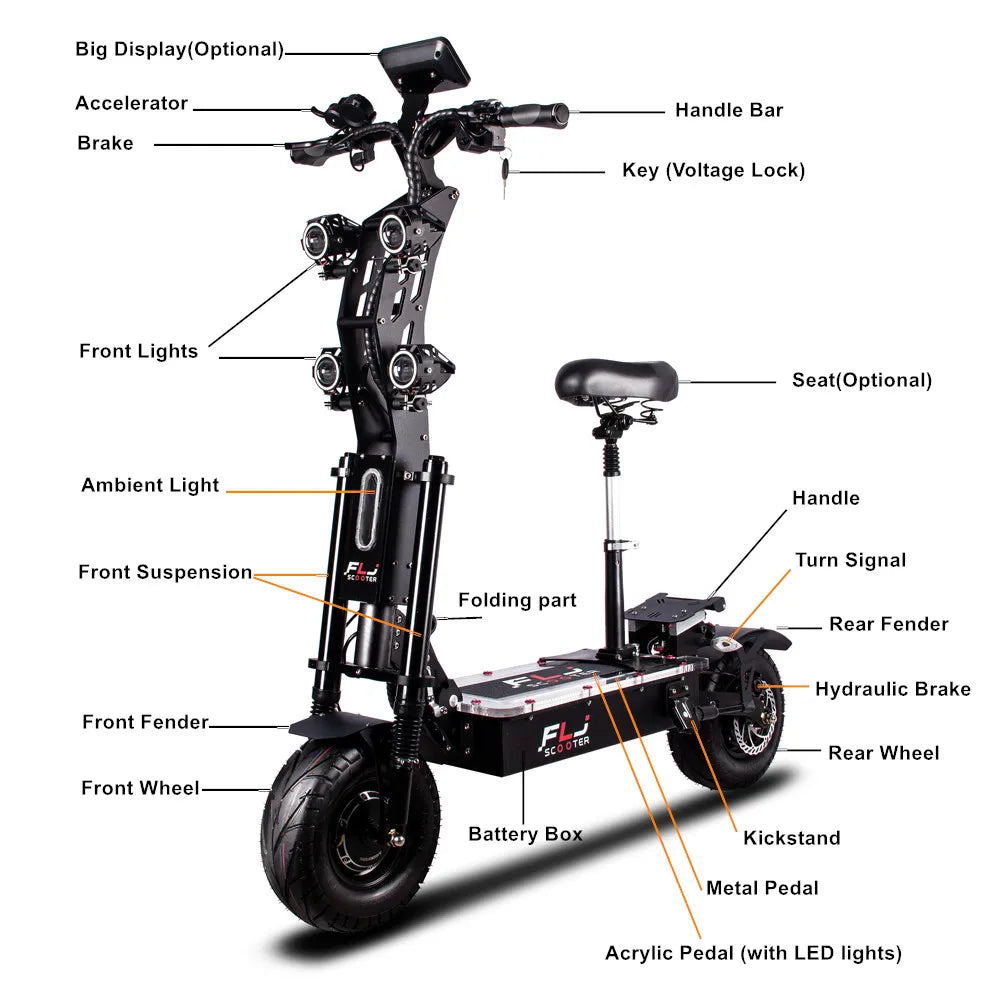 ES Stock FLJ Upgraded 8000W 13inch fat wheel 72V Electric Scooter 90-130kms range dual motor Adult E bikes