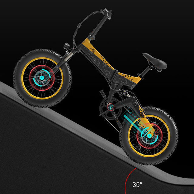 BEZIOR XF200 All-Terrain Bike 1000W 20 Inch Foldable Electric Fat Tire Bike with 48V 15Ah Lithium Battery and 5-Speed Transmission
