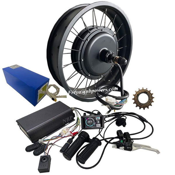 Powerful 5000W Fat Tire Electric Bike Conversion Kit - Brushless Non-Gear Hub Motor with Colorful Rims and LCD Display for 20-26 Inch Wheels