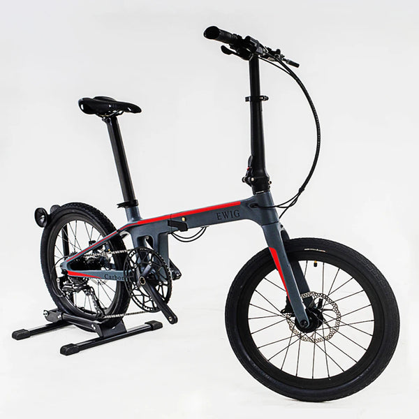 EWIG Carbon Fiber Folding Bike 9 Speed Double Disc Brake SHIMANO 20 inch MINI City Road Folding Bicycle Carbon Fibre
