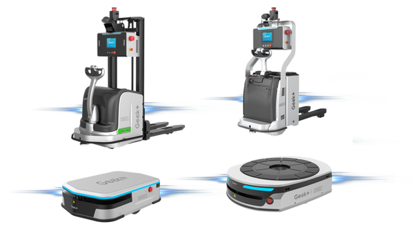 Intelligent Geek+ AGV Robot Self-driving Forklift for Logistics Automa ...