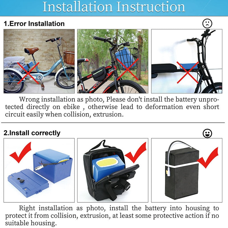 Ebike Battery Pack - 36V-72V, 20Ah-40Ah, 500W-6000W for Electric Bicycles and Scooters Battery