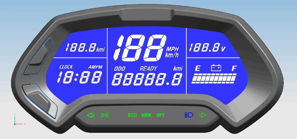 CT-22 48V 72V 120V Universal Hall Digital LCD Programmable Speedometer Display for Electric  Motorcycle Bike