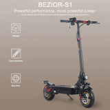 Bezior S1 1000w Folding Electric Scooter 10-Inch Fat Tire Waterproof 48V 13Ah Off-Road Scooter Skateboard for Powerful and Portable Commuting