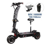 FLJ 6000W Dual Motors 60V 100-150kms range Off Road Tire top quality SK3 Adults Powerful Electric scooter