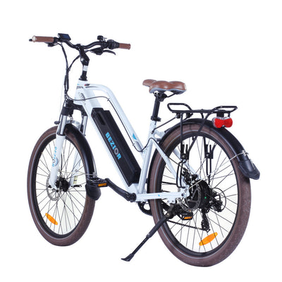 Bezior M2 26 Inch Electric Road Bike Powerful 250W Motor and 48V 12.5Ah Lithium Battery for Efficient Urban Commuting 5 Speed Gears and Mechanical Disc Brakes Two-Seat Electric Moped Bicycle