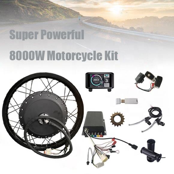 High-Performance 8000W Motorcycle Conversion Kit - Gearless Brushless Rear Hub Motor with Optional Display for 18-19 Inch Motorcycle Wheels