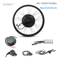 50-55km/h Fat Bike 48V 1500W Electric Motor Wheel 20" 26" 35A Rear Fatbike Snow Wheel KT BLDC Controller LED LCD Conversiom Kit