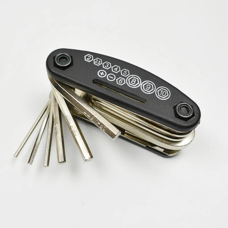Self-propelled mountain bike multi-function tool hex wrench flat wrench spoke wrench socket wrench screwdriver