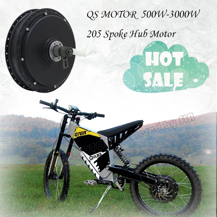 New QS 200mm dropouts 4000W 205 55H V3 in wheel Spoke Motor for Scooter Type