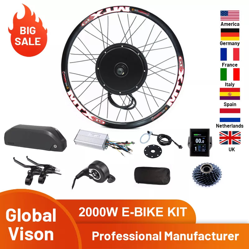 EBike Conversion Kit 2000W Wheel Hub Motor 20 26 27.5 700C 28 29 inch ...