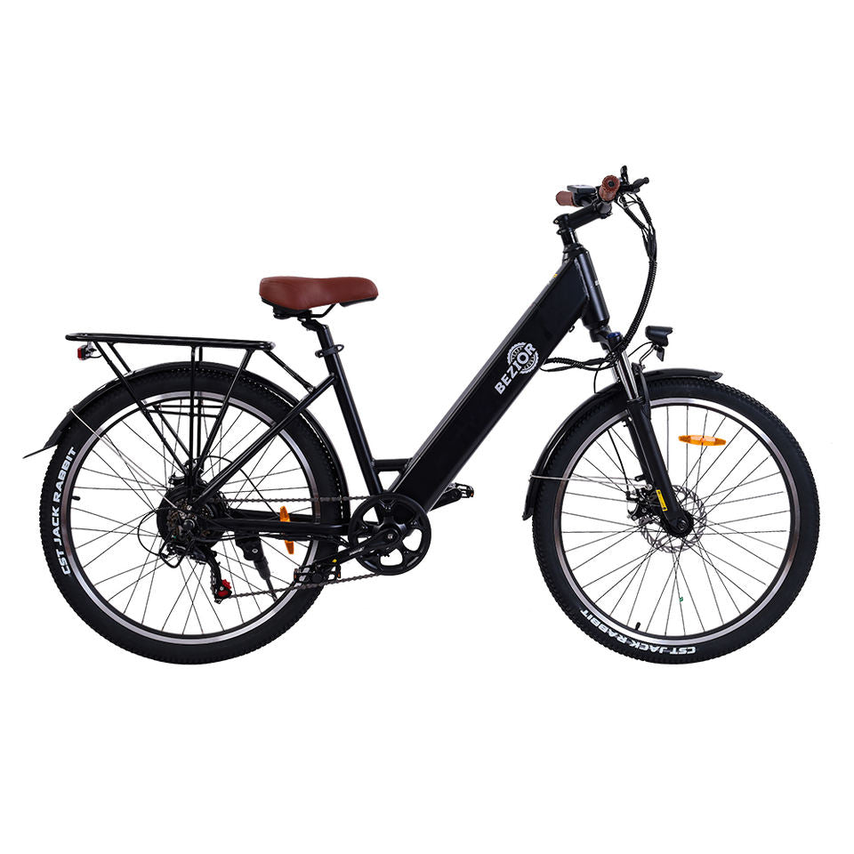 BEZIOR M3 26 inch woman step thru electric bike  Vintage Two-Seat Electric City Bicycle with 48V 500W Rear Motor and 10.4Ah Battery