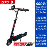 EU Stock Original ZERO 9 Electric Scooter Single Motor 52V 13Ah Rear 600W Foldable Adult Electric Scooter Free Shipping
