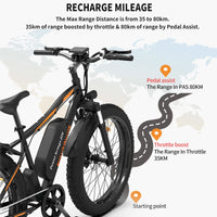 AOSTIRMOTOR S07-B Electric Bike 750W 48V 13Ah Snow Ebike 26In 4.0 Fat Tire Mountain Bike With Rear Shelf Cruiser City Bicycle