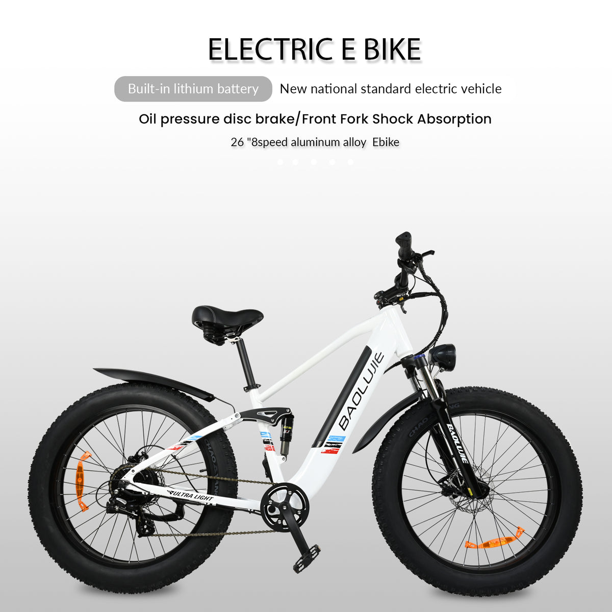 Baolujie Aluminum Alloy Electric Bicycle: DP-2615 E-Bike 48V/750W SHIMANO 8 Speed DP-2615 48V/12AH Disc Brake  Ebike