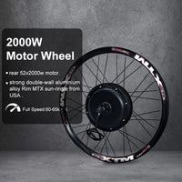 EBike Conversion Kit 2000W Wheel Hub Motor 20 26 27.5 700C 28 29 inch Electric Bicycle Rear Wheel with 52V 16AH Lithium Battery