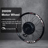 EBike Conversion Kit 2000W Wheel Hub Motor 20 26 27.5 700C 28 29 inch Electric Bicycle Rear Wheel with 52V 16AH Lithium Battery