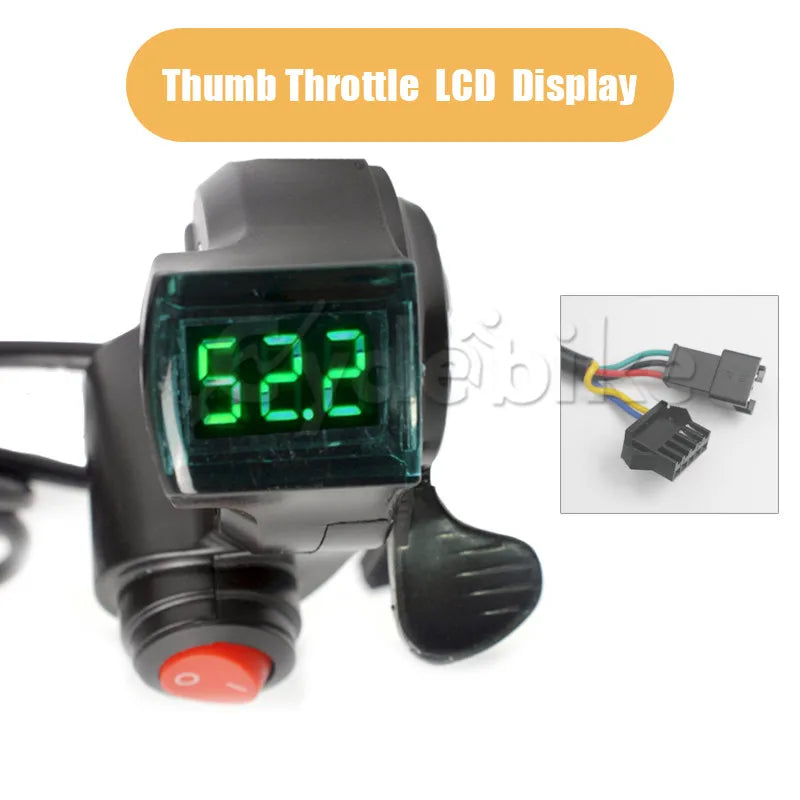 Ebike Thumb Throttle With LCD Display Battery Voltage Power Switch SM Connector Electric Bike Accessory