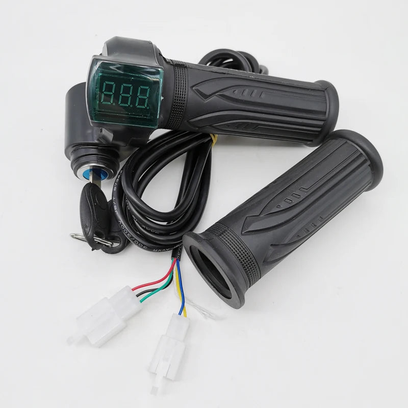 12-99V Battery Voltage Indicator Digital Ebike Twist Throttle with Key Switch for electric scooter tricycle bicycle MTB ATV part