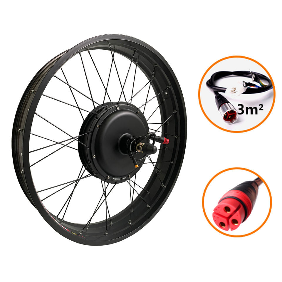 Waterproof 48V 1000W Electric Bike Conversion Kit - Brushless Non-Gear Hub Motor with Integrated Smart Controller and Optional Battery