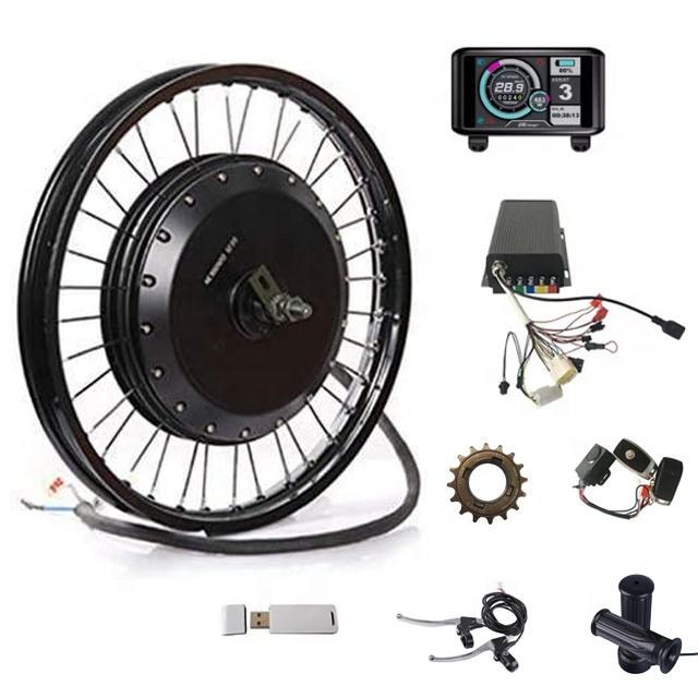 High-Performance 8000W Motorcycle Conversion Kit - Gearless Brushless Rear Hub Motor with Optional Display for 18-19 Inch Motorcycle Wheels