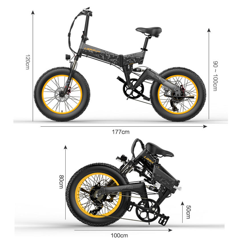 LANKEILEISI X3000 plus 1000W 20 Inch Folding Electric Fat Bike Off-Road Snow Bike with 7-Speed Mountain Bike for All-Terrain Adventures