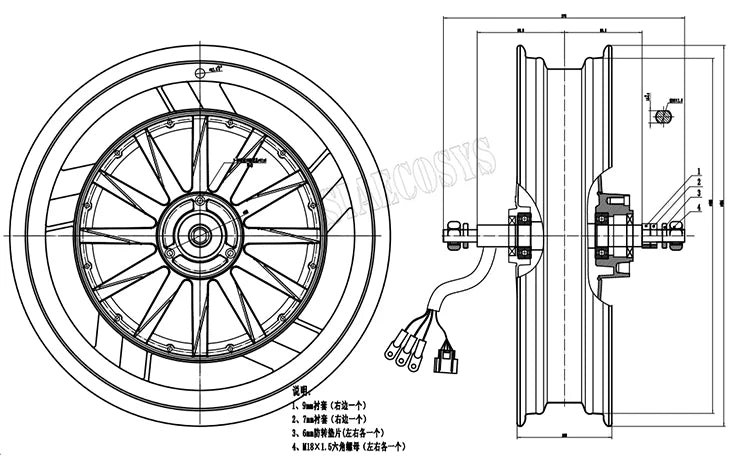 QSMOTOR 16X3.5inch 3000W V1.2 72V 90kph Electric Motorcycle Hub Motor Kits Electric Power Train With Motor Controller