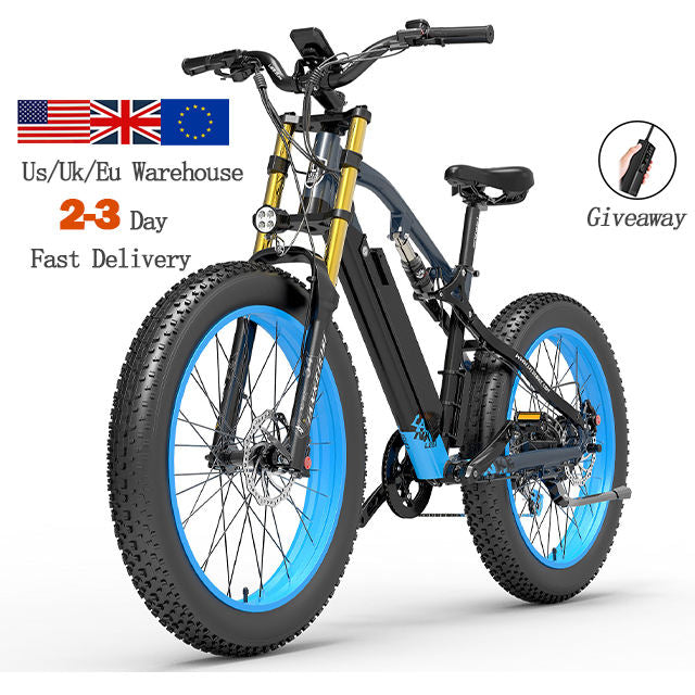 Lankeleisi RV700 26" Inch Electric Mountain Bicycle - 1000W Motor Off-Road Fat Tire Bike with 48V 16Ah Lithium Battery for Mountain Sport and Dirt Riding