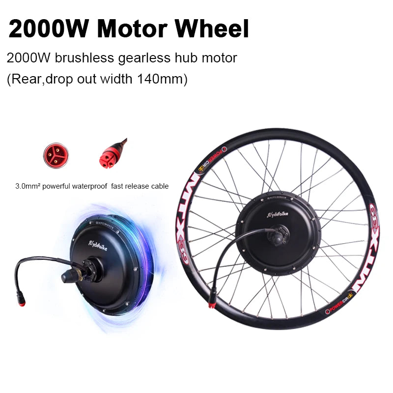 Hub Motor V3 Ebike kits 52V 2000W Waterproof Electric Bike Conversion with 52V 16ah Lithium Battery and Charger