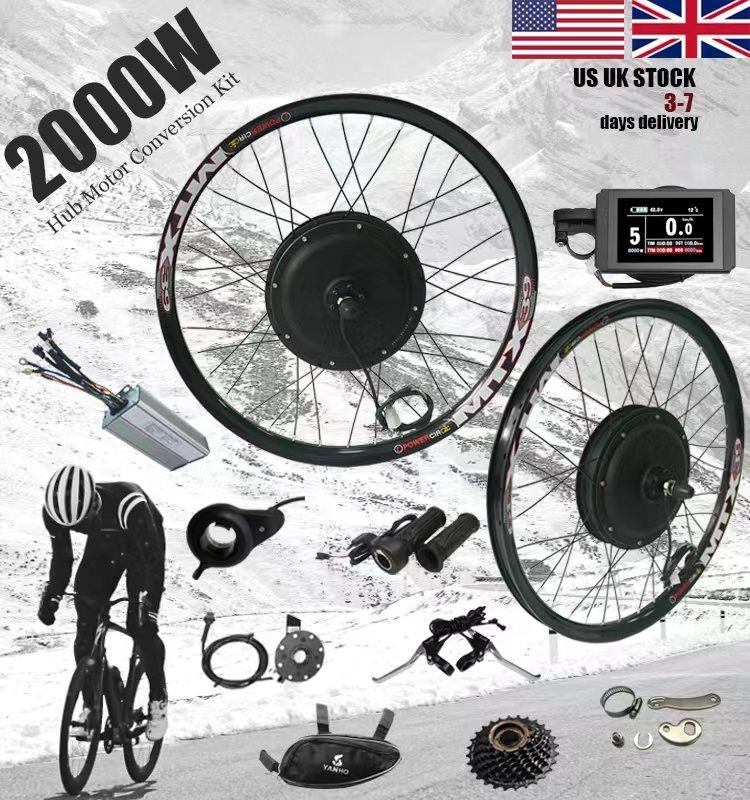 Efficient 2000W Electric Bike Conversion Kit - Powerful Brushless Hub Motor and Smart Controller for Front or Rear Wheel Ebike Conversion