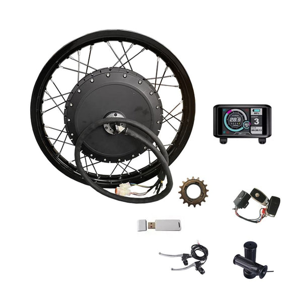 8000W High-Powered Electric Bike Conversion Kit - Gearless Rear Hub Motor and Sabvoton Controller for Fast Wheel Replacement